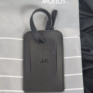 Monos Midnight Black Vegan Leather Watch Band Hidden Name Safety Luggage Tag